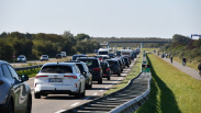 Flinke file op N57 vanwege Kustmarathon en ongeval