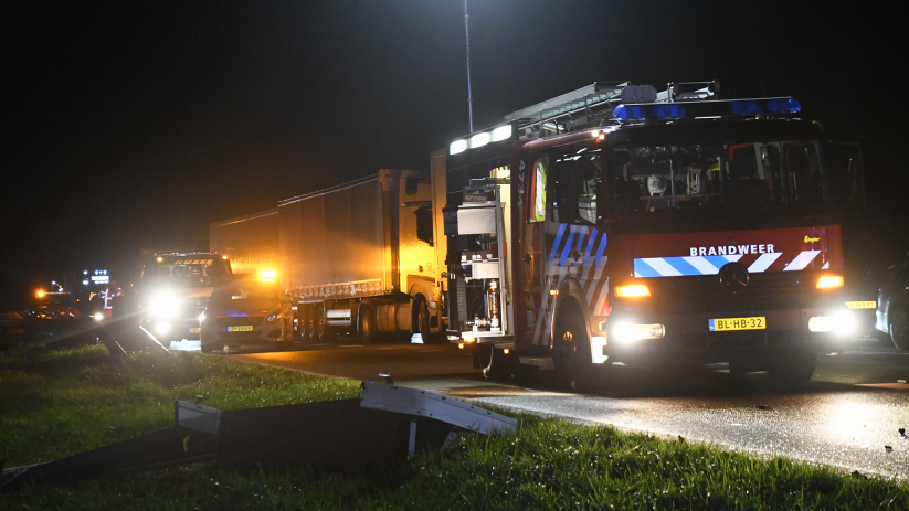 Hulpdiensten ter plekke op de A58.