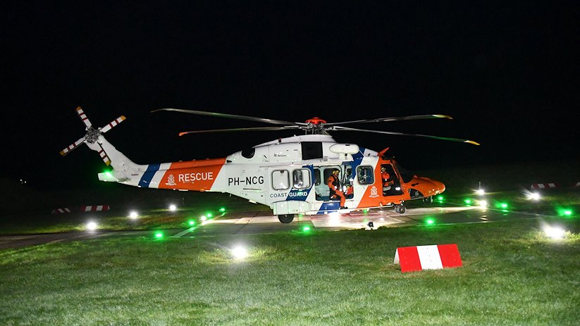 De helikopter landde bij het ziekenhuis in Goes.