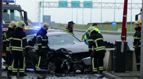 Schade bij ongeval tolplein tunnel