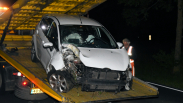 Automobilist ramt lantaarnpaal en boom in Terneuzen